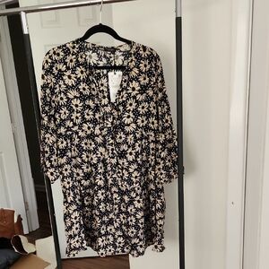 Floral Black and Cream Women's DRESS